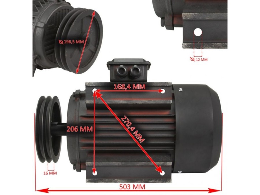 (obrázek pro) Elektromotor 10HP, 380V/400V, 3 fázový Y132M-4 MAR-POL