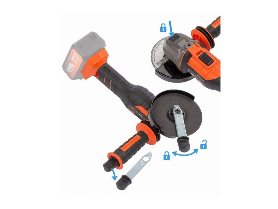 (obrázek pro) POWDP35170 Aku úhlová bruska 40V 125mm bezuhlíková (bez AKU) POWERPLUS