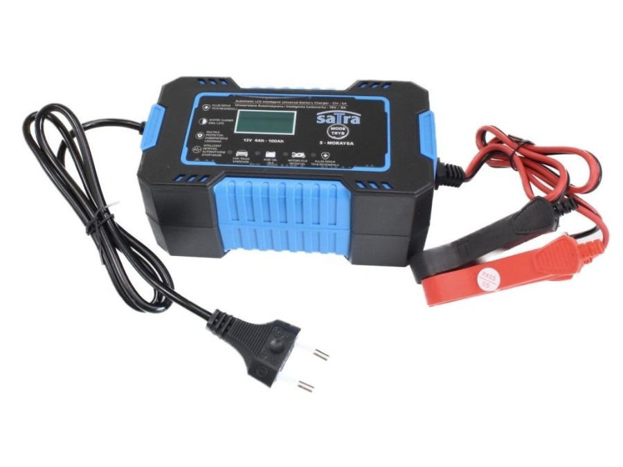 (obrázek pro) Nabíječka autobaterií s LCD, 12 V, 6A, 4-100Ah SATRA