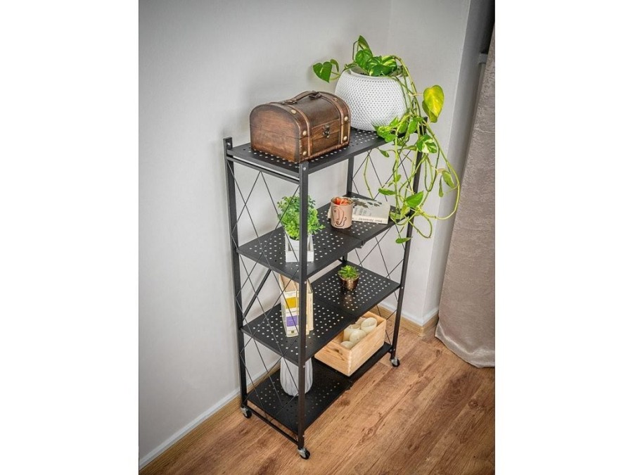 (obrázek pro) Regál Racks RAW4T, kovový, na kolečkách, 4 police, 1270 x 720 x 340 mm, 200 kg