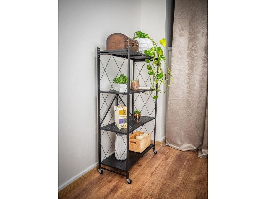 (obrázek pro) Regál Racks RAW4T, kovový, na kolečkách, 4 police, 1270 x 720 x 340 mm, 200 kg