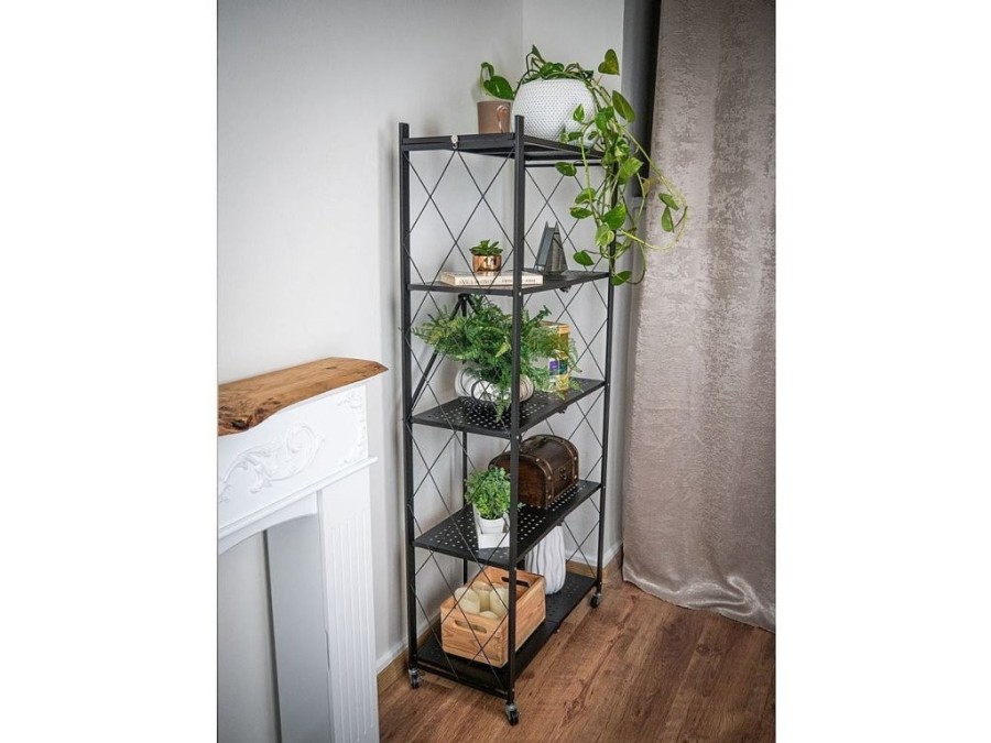 (obrázek pro) Regál Racks RAW5T, kovový, na kolečkách, 4 police, 1630 x 720 x 340 mm, 250 kg