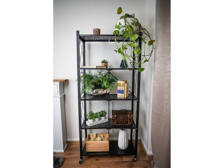 (obrázek pro) Regál Racks RAW5T, kovový, na kolečkách, 4 police, 1630 x 720 x 340 mm, 250 kg