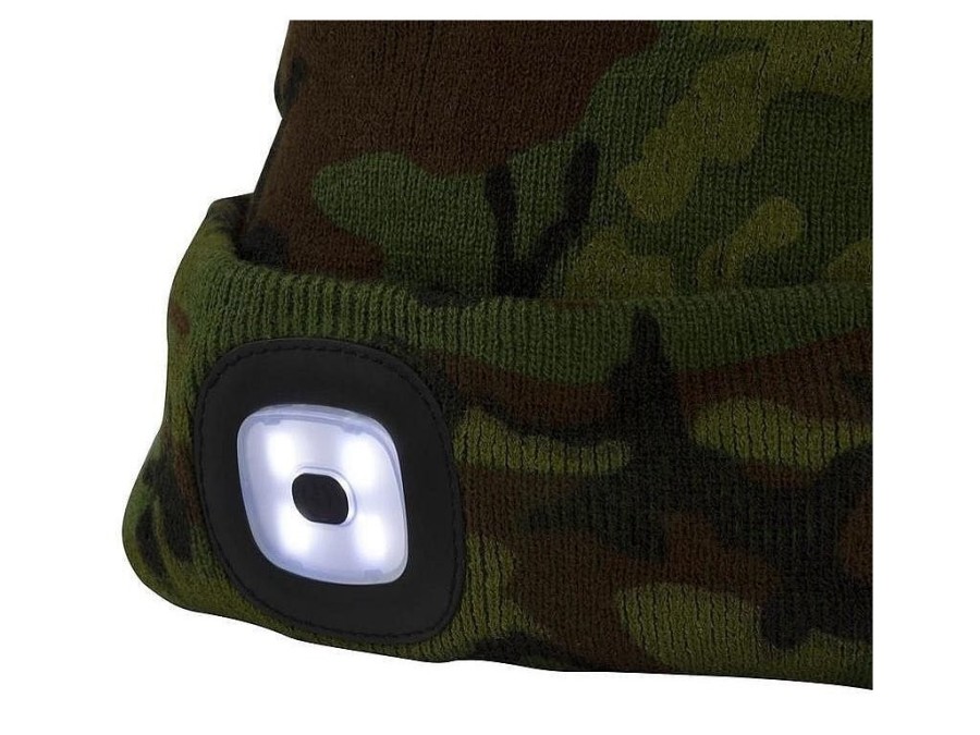 (obrázek pro) Čepice LED, 4x SMD LED, USB nabíjení, kamufláž, uni