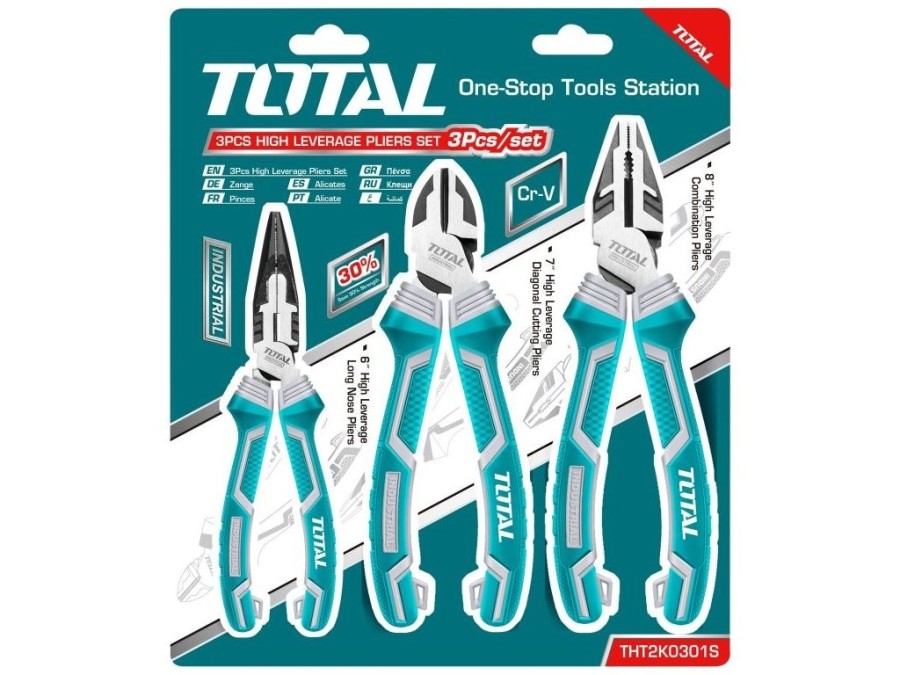 (obrázek pro) Kleště, sada 3ks, 160-180-200mm, industrial, CrV TOTAL