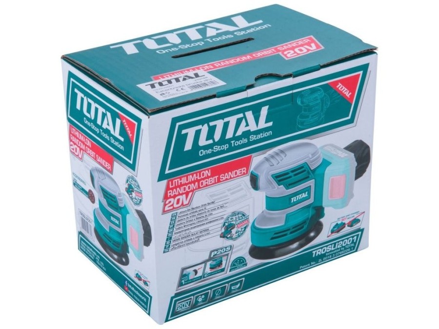 (obrázek pro) Aku excentrická bruska, 125mm, 20V Li-ion, 2000mAh, bez baterie a nabíječky, TOTAL