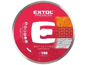 (obrázek pro) Kotouč diamantový řezný celoobvodový, 180x22,2mm, mokré řezání, EXTOL PREMIUM