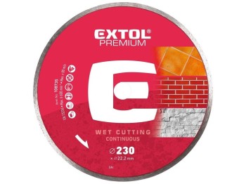 (obrázek pro) Kotouč diamantový řezný celoobvodový, 230x22,2mm, mokré řezání, EXTOL PREMIUM
