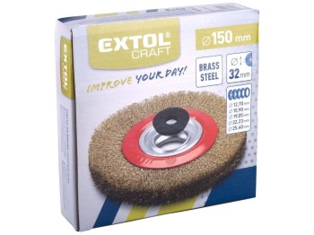 (obrázek pro) Kartáč okružní 150mm, vlnitý drát S 0,3mm, otvor 32mm, tl. 25mm, adaptéry: 1/2, 3/4, 5/8, 1, 7/8 EXTOL CRAFT