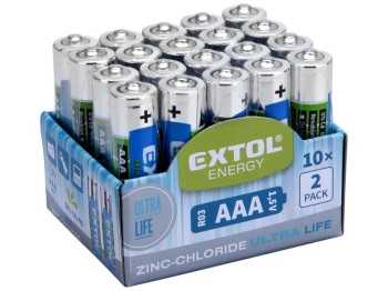 (obrázek pro) Baterie zink-chloridové, 20ks, 1,5V AAA (R03) EXTOL ENERGY