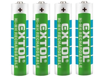 (obrázek pro) Baterie nabíjecí, 4ks, AAA (HR03), 1,2V, 1000mAh, NiMh EXTOL ENERGY