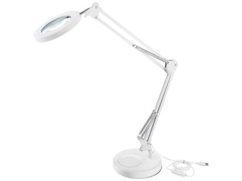 (obrázek pro) Lampa stolní s lupou, bílá, USB napájení, 2400lm, 3 barvy světla, 5x zvětšení EXTOL LIGHT