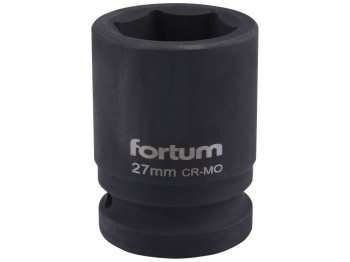 (obrázek pro) Klíč nástrčný rázový, 3/4“, 27mm, L 52mm, CrMoV, FORTUM