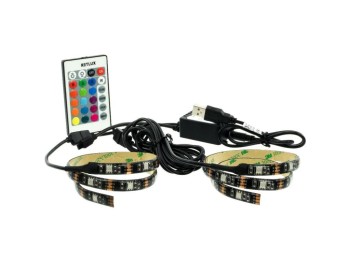 (obrázek pro) USB LED pásek 30LED RGB 2×50 cm, dálkové ovládání RETLUX RLS 102