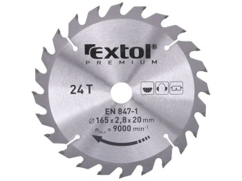 (obrázek pro) Kotouč pilový s SK plátky, 165x2,0x20mm, 24T, šířka SK plátků 2,8mm, EXTOL PREMIUM