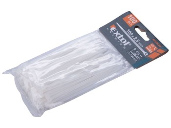 (obrázek pro) Pásky na vodiče, 2,5x100mm, 100ks, bílé, NYLON, EXTOL PREMIUM
