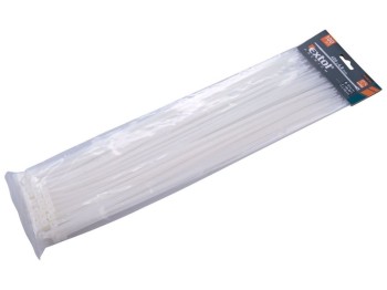 (obrázek pro) Pásky na vodiče, 4,8x400mm, 100ks, bílé, NYLON, EXTOL PREMIUM