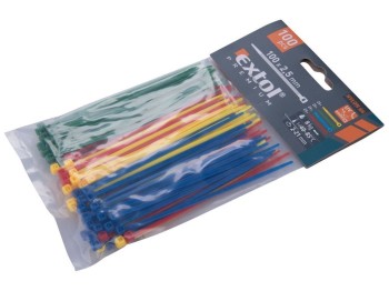 (obrázek pro) Pásky na vodiče, 2,5x100mm, 100ks, barevné, 4x25ks (žlutý, zelený, červený, modrý), NYLON, EXTOL PREMIUM