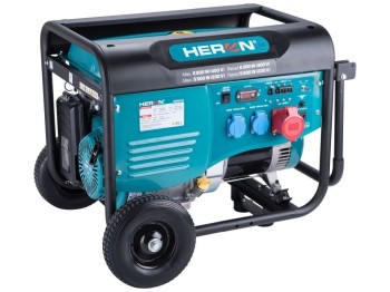 (obrázek pro) Elektrocentrála benzínová 15HP/6,8kW (400V), 5,5kW (230V), podvozek HERON