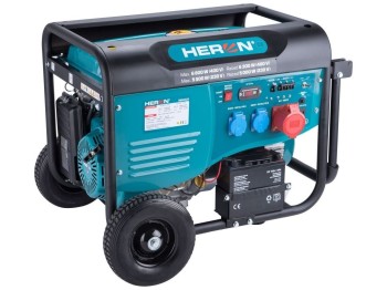 (obrázek pro) Elektrocentrála benzínová 15HP/6,8kW (400V), 5,5kW (230V), elektrický start, podvozek HERON