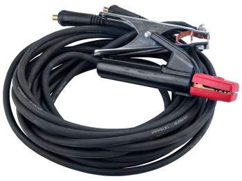 (obrázek pro) Kabely svařovací, sada 2ks, 16mm2, 5m, 10-25, kleště 200A, guma EXTOL PREMIUM