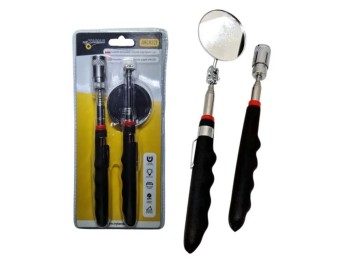 (obrázek pro) Magnetický vytahovák předmětů a inspekční zrcátko, teleskopické rukojeti