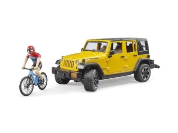 (obrázek pro) Jeep Wrangler Rubicon Unlimited s cyklistou a horským kolem BRUDER