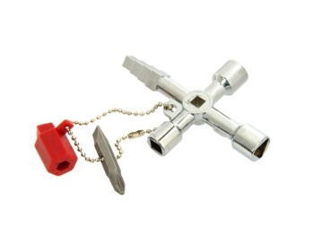 (obrázek pro) Univerzální klíč na řetízku pro technické skříně, 4 druhy klíčů + bit, GEKO