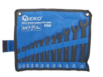 (obrázek pro) Klíče očkoploché 6-22mm, CrV-černé, sada 12ks GEKO