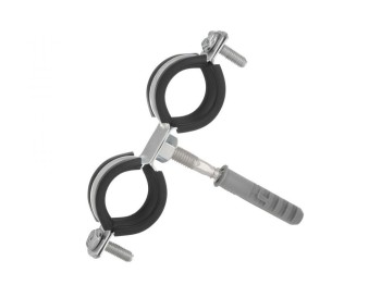(obrázek pro) Objímka na trubky, dvojitá, 3/4″ 26-30mm, s gumovou vložkou, dva šrouby GEKO