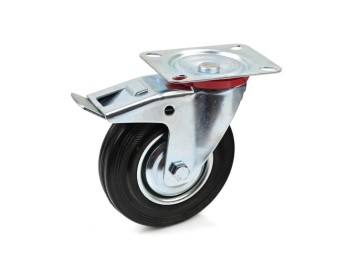 (obrázek pro) Náhradní otočné kolečko gumové s brzdou 200mm GEKO