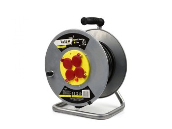 (obrázek pro) Prodlužovací kabel na bubnu 4 zásuvky 25m 3x2,5mm, kovový KELTIN