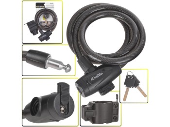 (obrázek pro) Zámek na jízdní kolo, lanový, 12x1200mm, zamykání na klíč KELTIN