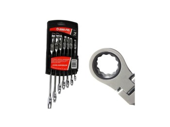 (obrázek pro) Klíče očkoploché, ráčnové s kloubem 7ks 8-19mm MAR-POL