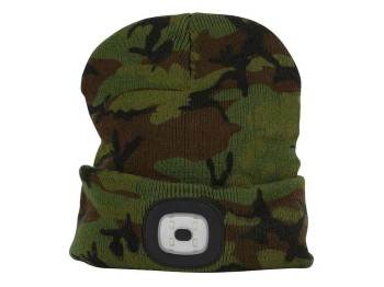 (obrázek pro) Čepice LED, 4x SMD LED, USB nabíjení, kamufláž, uni