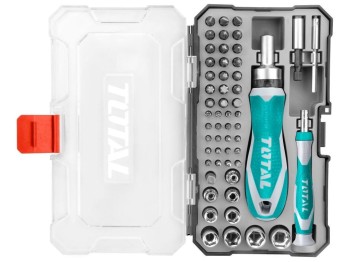 (obrázek pro) Šroubovák ráčnový a hodinářsky s ořechy a hroty, sada 55ks, industrial, TOTAL