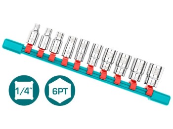 (obrázek pro) Hlavice nástrčné, sada 10ks, 1/4″, industrial TOTAL
