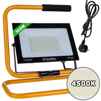 (obrázek pro) 100W LED světlomet s konstrukčním stojanem a kabelem – neutrální bílá barva 4500K