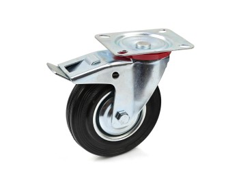 (obrázek pro) Náhradní otočné kolečko gumové s brzdou 125mm GEKO