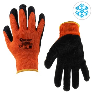 (obrázek pro) Acrylic liner crinkle latex coated glove for winter ORANGE size: 10